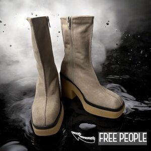 FREE PEOPLE Leather Boots Booties Bone Size 38.5/8.5 New Without Box